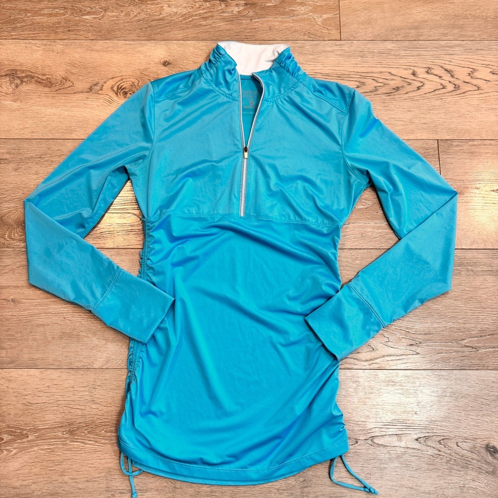 Athleta Blue Hot Shot Performance Pullover Quarter Zip Size Small S‎